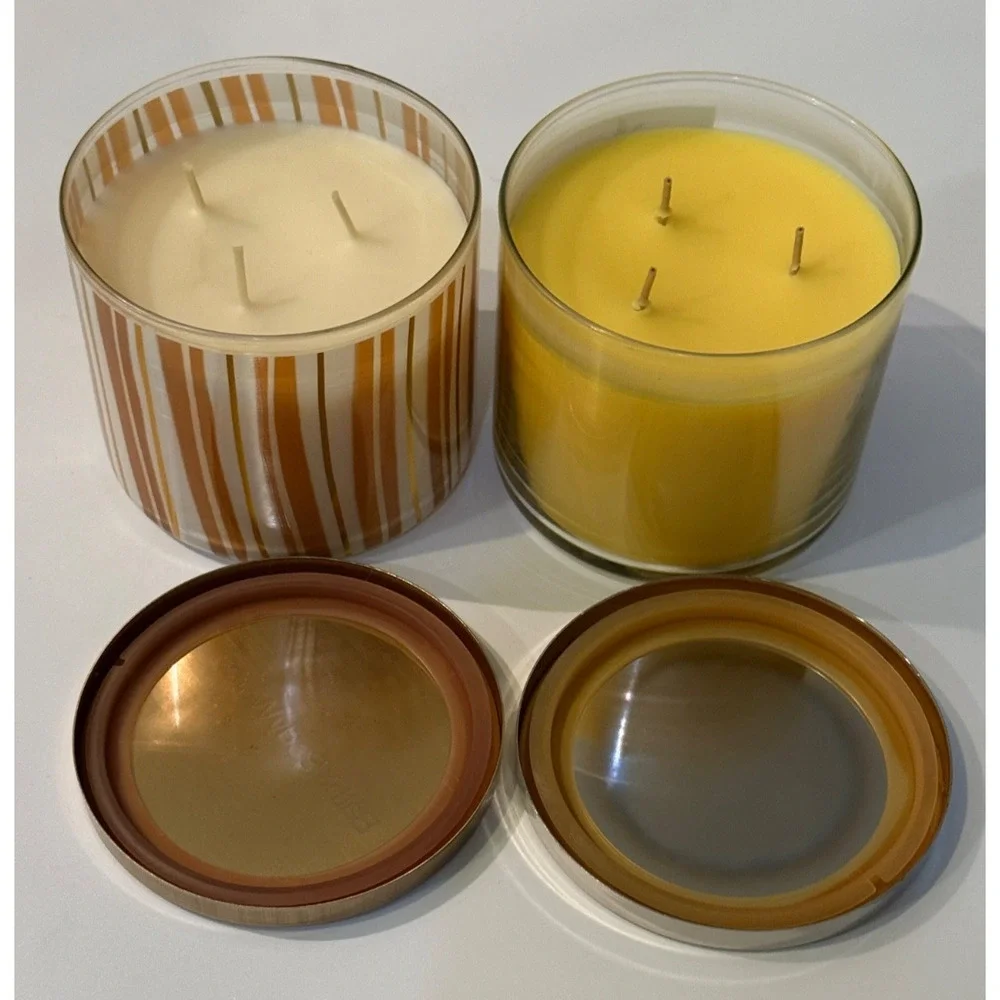 🕯️ Bath & Body Works 3-Wick Candle Lot Spiced Gingerbread Lemon Verbena